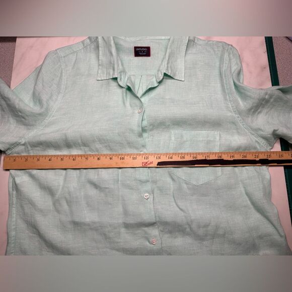 UNTUCKit Linen Long Sleeve Button Up Shirt, Women's Size 14, Mint Green - Picture 8 of 10